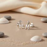 Load image into Gallery viewer, 925 Silver Letter 'M' Stud Earrings | Women's Jewelry Gift
