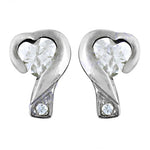 Load image into Gallery viewer, Silver Heart-Shaped Stud Earrings | Cubic Zirconia | For Women
