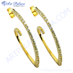 Load image into Gallery viewer, gold plating hoop earrings studded with sparkling cubic zirconia gemstones, perfect for any occasion.
