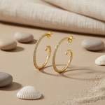 Load image into Gallery viewer, gold plating Hoop Earrings with Cubic Zirconia | For Women | Gift
