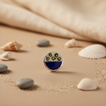 Load image into Gallery viewer, Silver Stud Earrings with Blue Enamel &amp; Green Stone Accents
