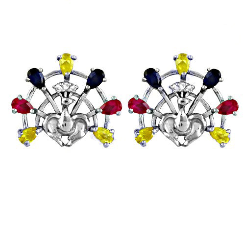 Silver Peacock Gemstone Earrings | Women's Fashion Jewelry