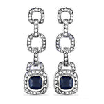 Load image into Gallery viewer, Silver Sapphire Drop Earrings | Chain Link Dangle Earrings for Women
