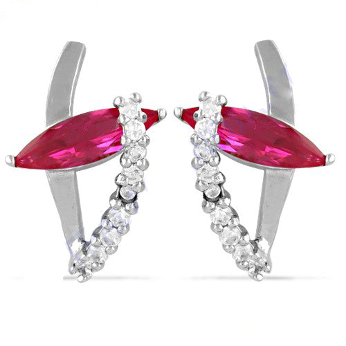 Silver Ruby Stud Earrings for Women | Gemstone Jewelry