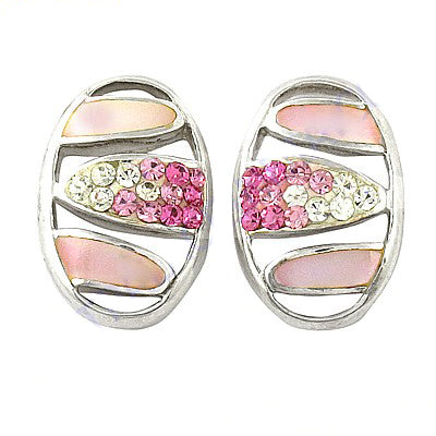 Silver Crystal & Pink Stone Earrings for Women | Daily Wear