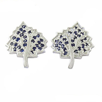 925 Silver Blue Sapphire Tree Stud Earrings | For Women
