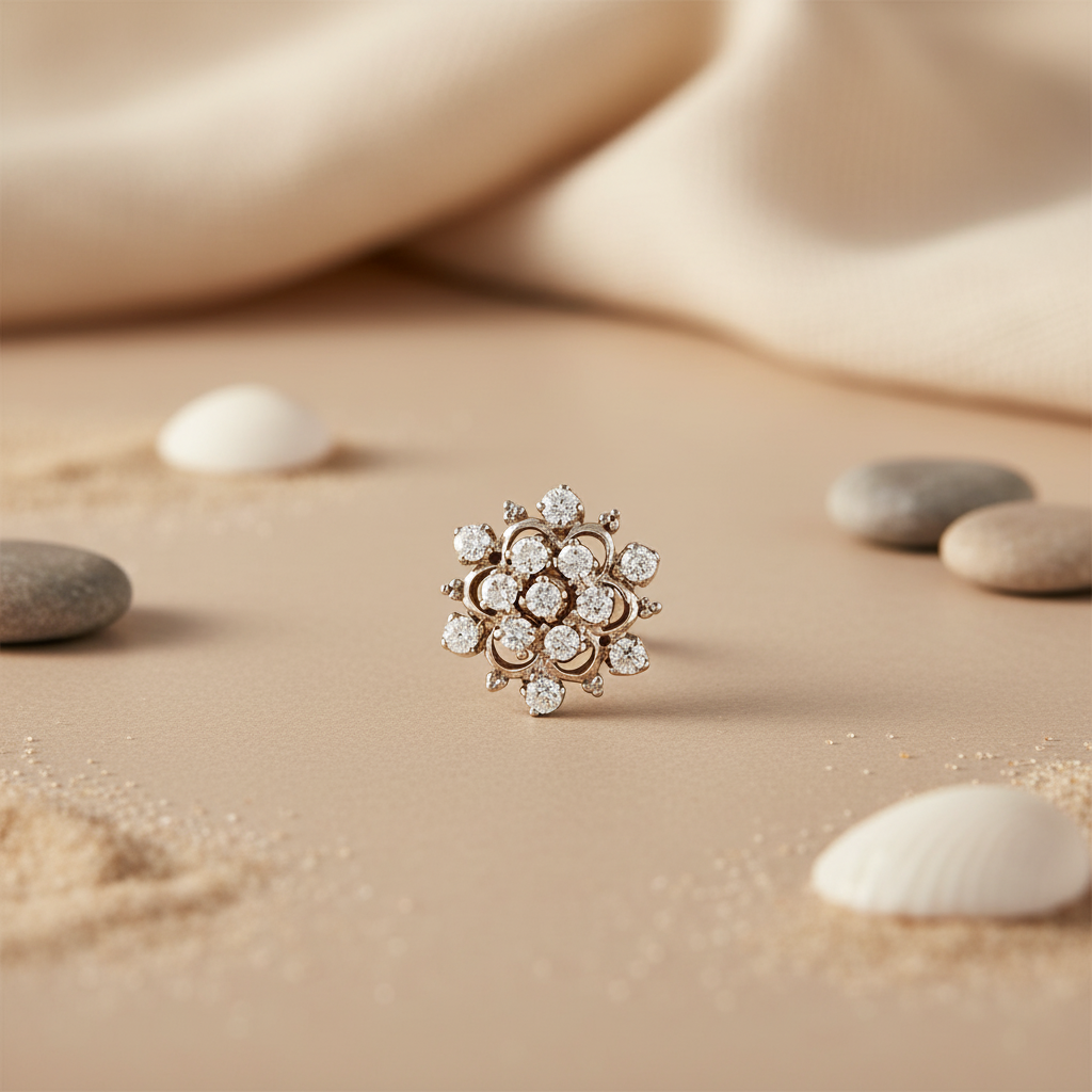 Silver Diamond Cluster Stud Earrings for Women | Gift Jewelry