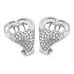 Load image into Gallery viewer, Silver Heart Stud Earrings with Pave Diamonds | Women's Jewelry
