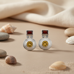 Load image into Gallery viewer, 925 Silver Citrine &amp; Garnet Earrings for Women | Gemstone Jewelry
