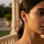 Load image into Gallery viewer, Pink Gemstone Stud Earrings | gold plating Plated Jewelry for Women
