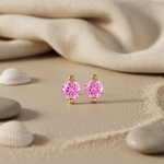 Load image into Gallery viewer, Pink Gemstone Stud Earrings | gold plating Plated Jewelry for Women
