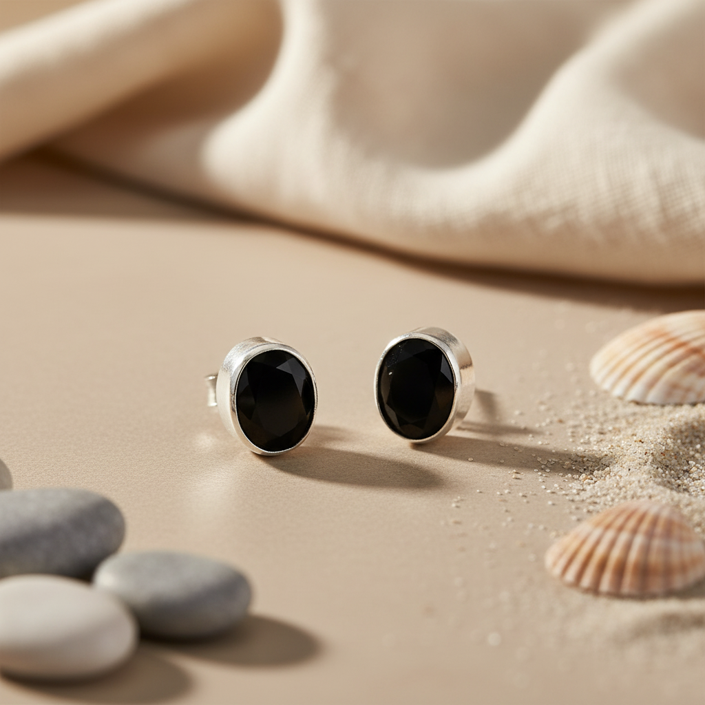 925 Silver Black Onyx Stud Earrings for Women | Gift Jewelry