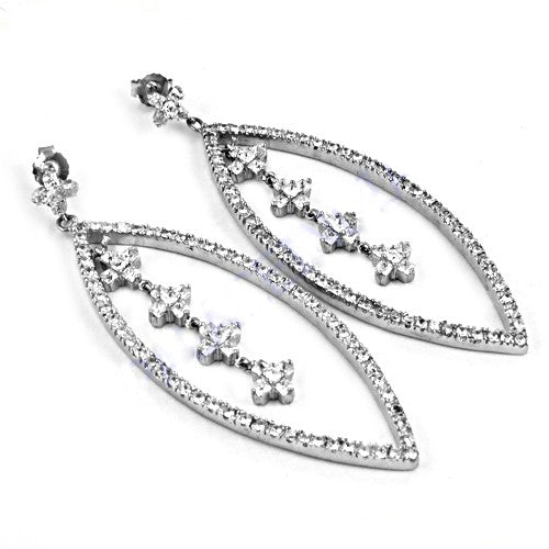 Silver Cubic Zirconia Dangle Earrings for Women | Party Jewelry