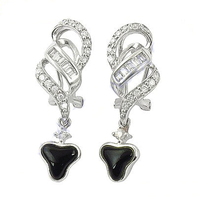 925 Silver Onyx Drop Earrings for Women | Black Gemstone Jewelry