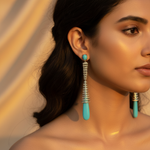 Load image into Gallery viewer, Silver Turquoise Drop Earrings | Statement Earrings for Women
