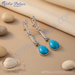 Load image into Gallery viewer, 925 Silver Turquoise Drop Earrings for Women | Dangle Jewelry
