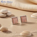 Load image into Gallery viewer, Silver Square Stud Earrings with Red Stone | Women&#39;s Fashion Jewelry
