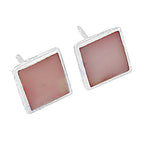 Load image into Gallery viewer, Silver Square Stud Earrings with Red Stone | Women's Fashion Jewelry
