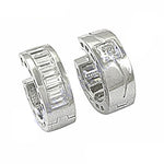 Load image into Gallery viewer, Silver Baguette &amp; Square Diamond Hoop Earrings | Women's Jewelry
