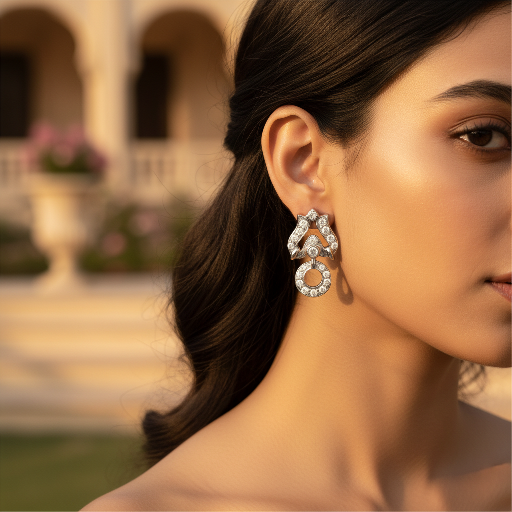 Silver Cubic Zirconia Earrings for Women | Statement Jewelry