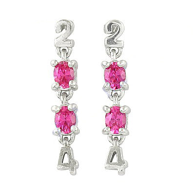 Silver 24 Earrings with Pink Gemstones | Women's Jewelry Gift
