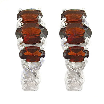 925 Silver Garnet Hoop Earrings for Women | Gemstone Jewelry