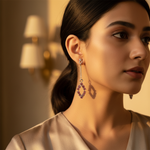 Load image into Gallery viewer, Silver Rhombus Drop Earrings with Pink Gemstones | Women's Jewelry
