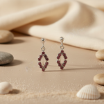 Load image into Gallery viewer, Silver Rhombus Drop Earrings with Pink Gemstones | Women's Jewelry
