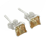Load image into Gallery viewer, 925 Silver Citrine Stud Earrings | Square Cut | Women's Gift
