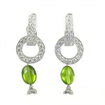 Load image into Gallery viewer, Silver Dangle Earrings with Green Stone | Women's Fashion Jewelry
