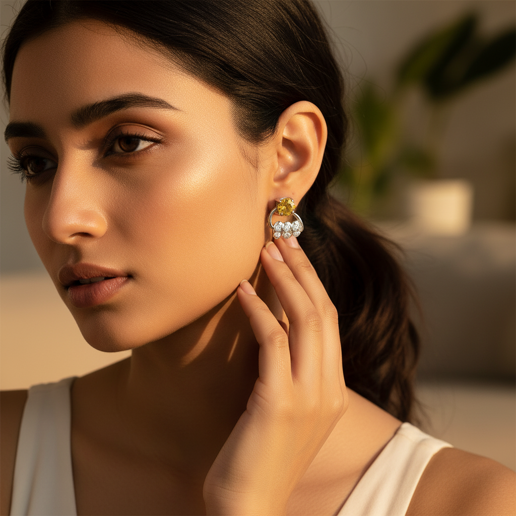925 Silver Citrine Gemstone Earrings for Women | Gift Jewelry