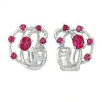 Load image into Gallery viewer, Ruby &amp; Diamond Earrings | Silver Dangle Earrings for Women
