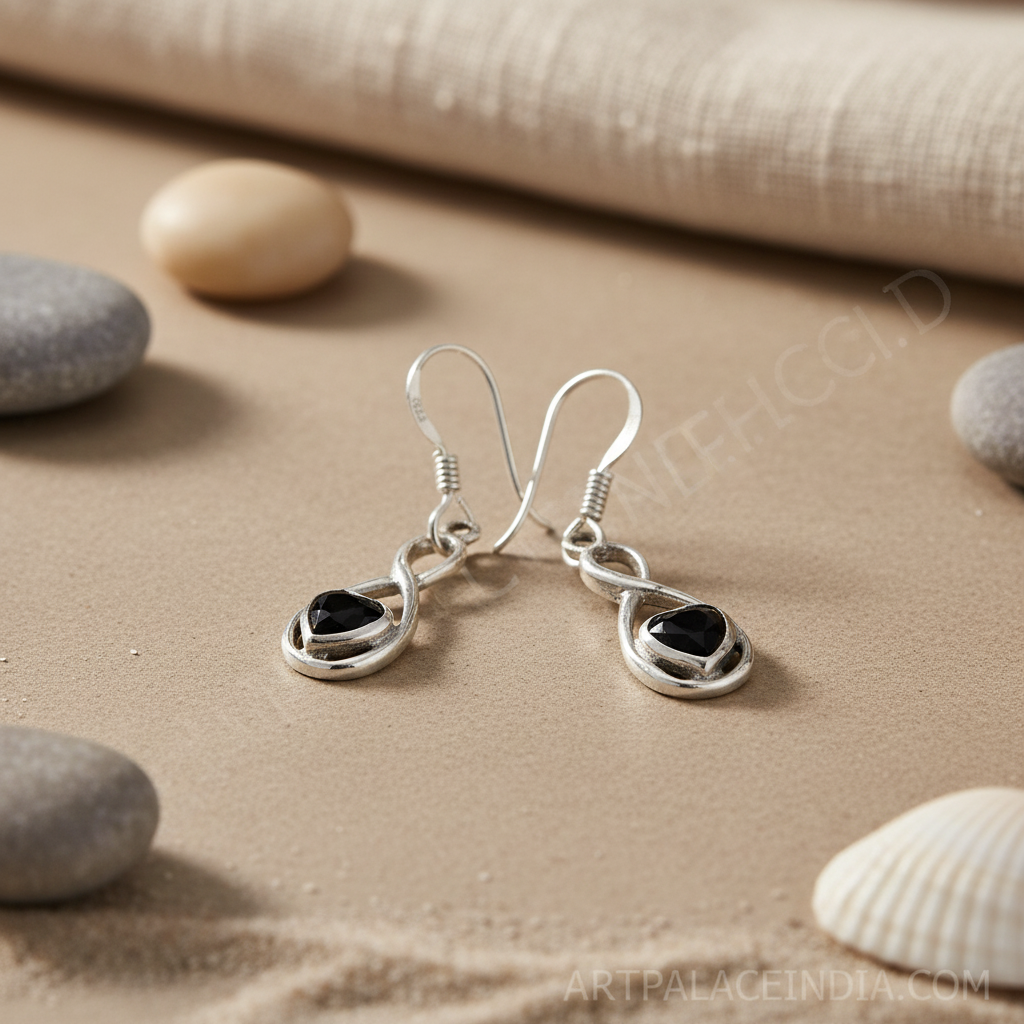 925 Silver Black Heart Drop Earrings for Women | Gift