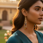 Load image into Gallery viewer, 925 Silver Geometric Drop Earrings with Gemstone Accents
