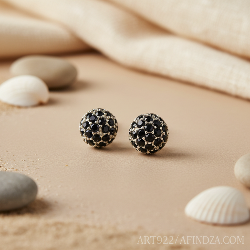 925 Silver Black Sapphire Stud Earrings for Women | Gift