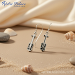 Load image into Gallery viewer, 925 Silver Violin Earrings with Black Gemstones for Women
