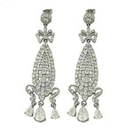 Load image into Gallery viewer, Silver Dangle Earrings with White Stones | Women's Jewelry Gift
