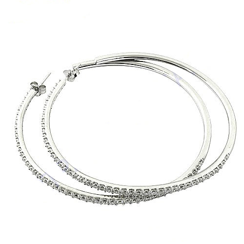 925 Silver Diamond Hoop Earrings | Women's Daily Wear Jewelry