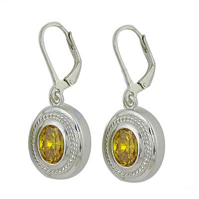 925 Silver Leverback Yellow Gemstone Earrings for Women