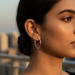 Load image into Gallery viewer, Silver Ruby Stud Earrings for Women | Gemstone Jewelry Gift
