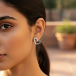 Load image into Gallery viewer, 925 Silver Heart Stud Earrings with Blue Gemstones | Women's Jewelry
