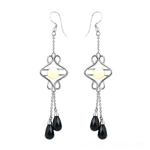 925 Silver Black Onyx Dangle Earrings | Women's Jewelry Gift