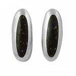 Load image into Gallery viewer, Silver Oval Earrings with Stone Inlay | Women's Jewelry Gift
