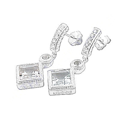 925 Silver Square Dangle Earrings | Daily Wear Jewelry for Women