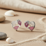 Load image into Gallery viewer, 925 Silver Pink Heart Stud Earrings for Women | Gift
