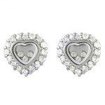 Load image into Gallery viewer, Silver Heart Diamond Stud Earrings | Floating Diamond Earrings
