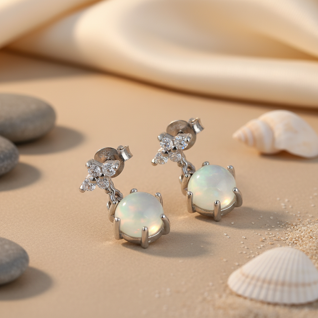 925 Silver Moonstone Stud Earrings for Women | Dainty Jewelry