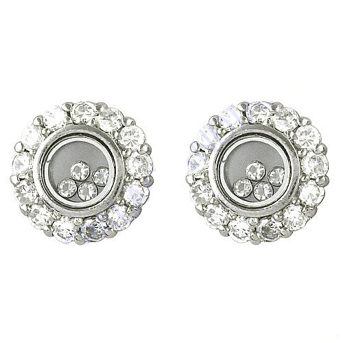 Silver Floating Diamond Stud Earrings for Women | Gift Jewelry