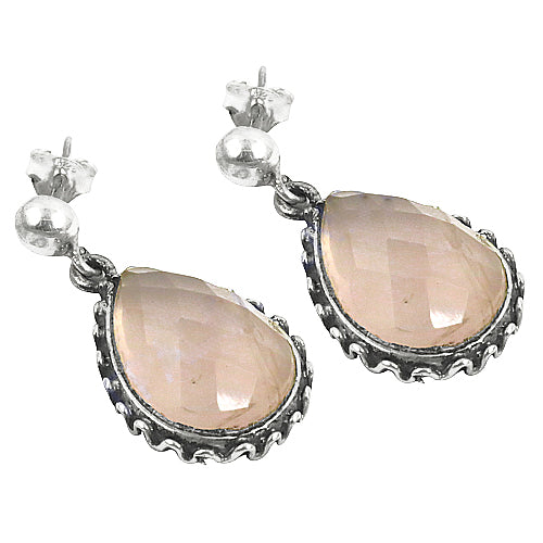 925 Silver Pink Gemstone Teardrop Earrings for Women