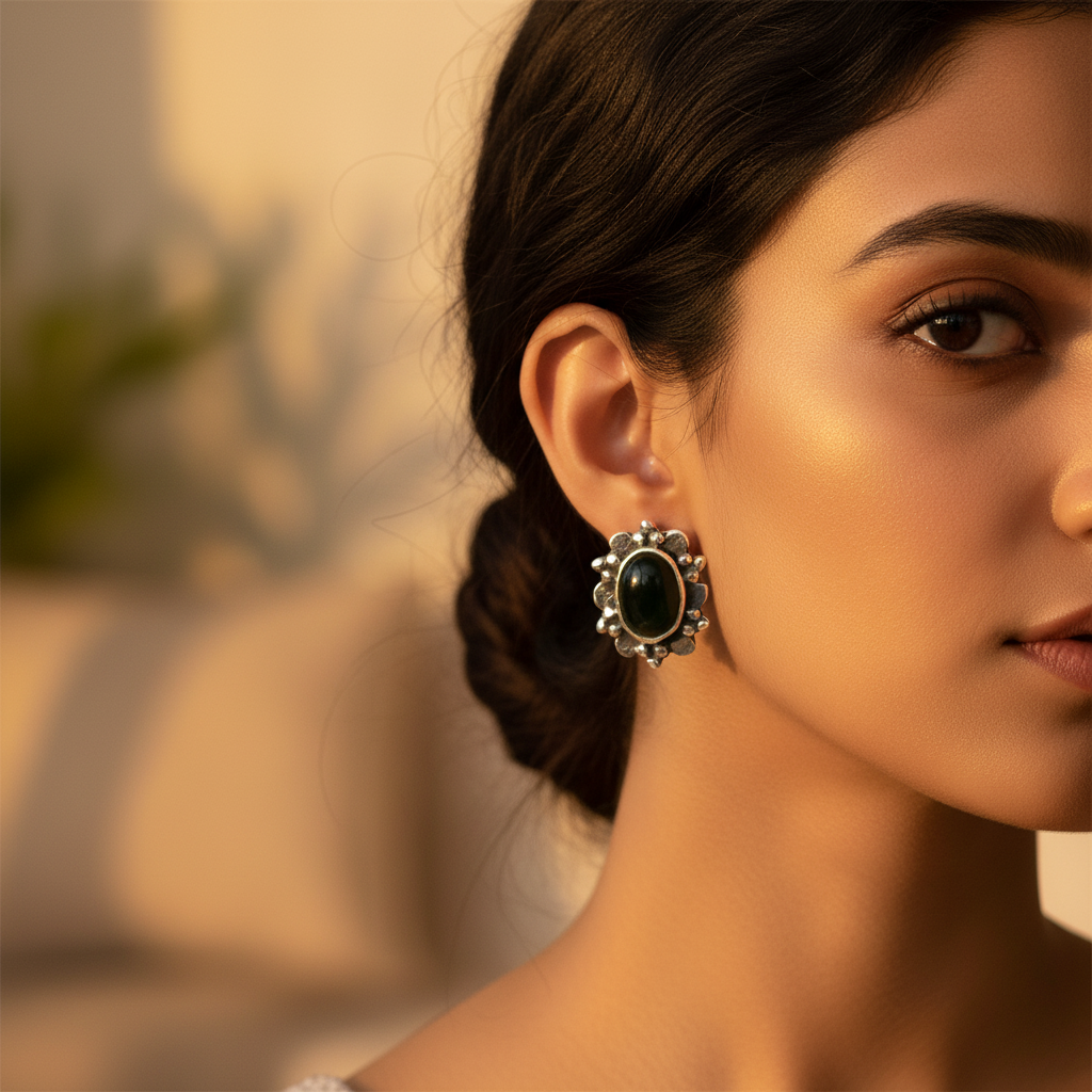 925 Silver Black Onyx Stud Earrings for Women | Gift Jewelry